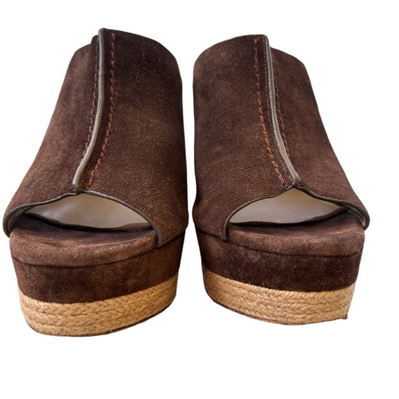 Michael Kors Collection Charlize Suede Wedge Mules Sandals Sz 9 / 39.5 - Picture 7 of 16